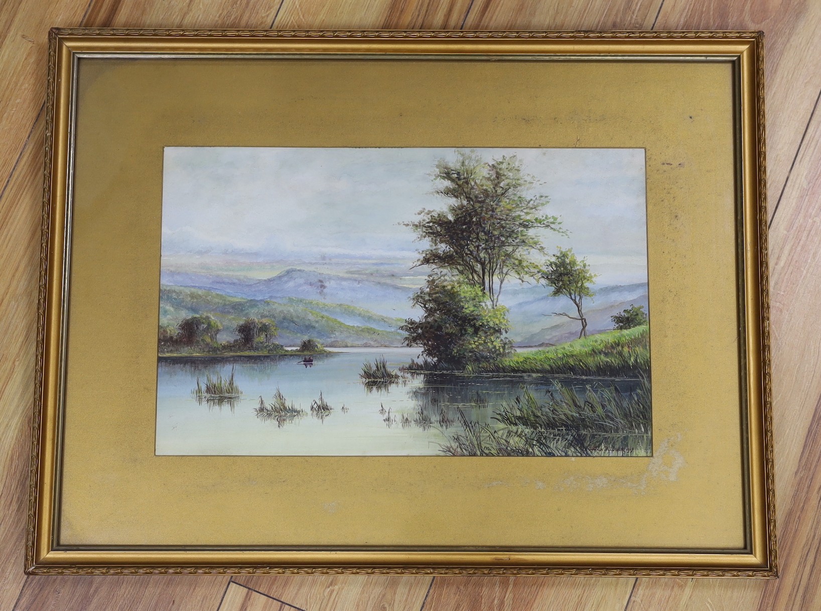 Anton R. Ward, watercolour, River landscape, signed and dated 1917, 27 x 42cm